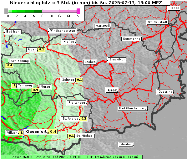 Niederschlag, 13. 7. 2025