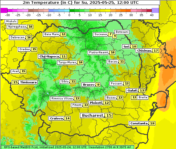 Temperatur, 25. 5. 2025