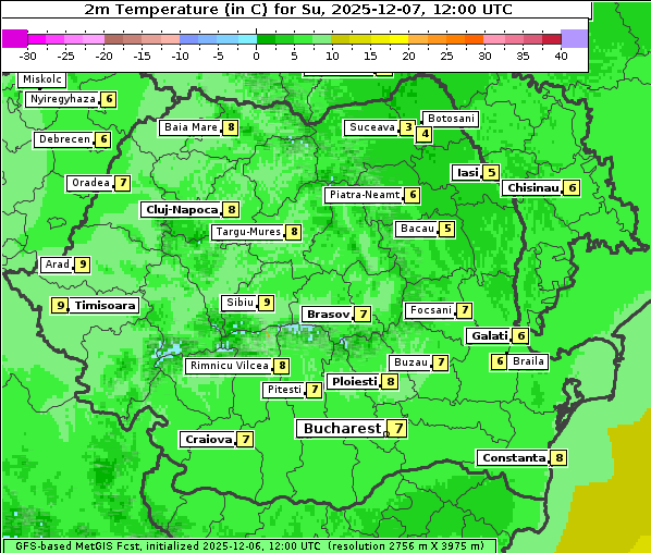 Temperatur, 7. 12. 2025