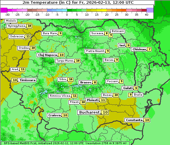 Temperatur, 13. 2. 2026
