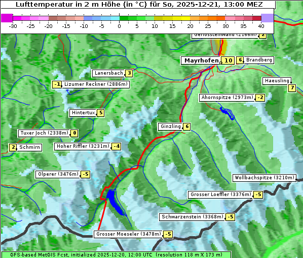 Temperatur, 21. 12. 2025