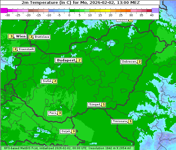 Temperatur, 2. 2. 2026