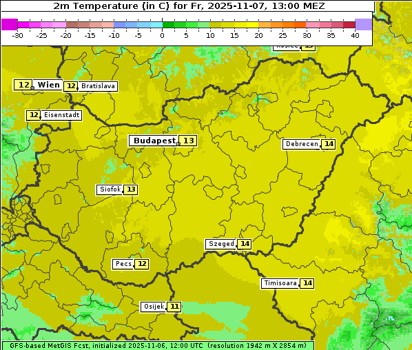 Temperatur, 7. 11. 2025