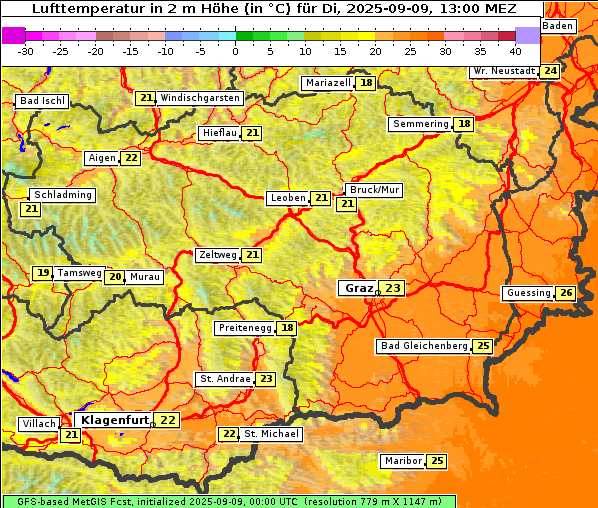 Temperatur, 9. 9. 2025