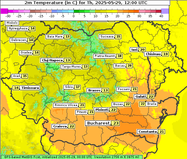 Temperatur, 29. 5. 2025