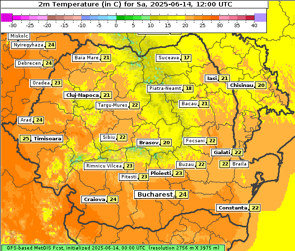 Temperatur, 14. 6. 2025