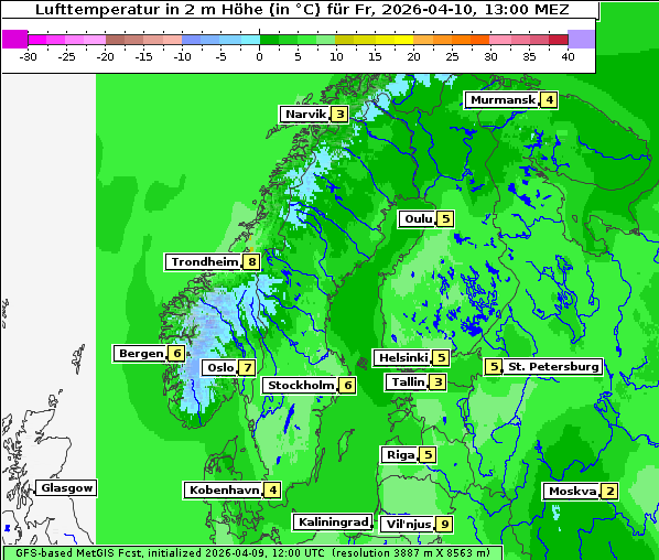 Temperatur, 10. 4. 2026