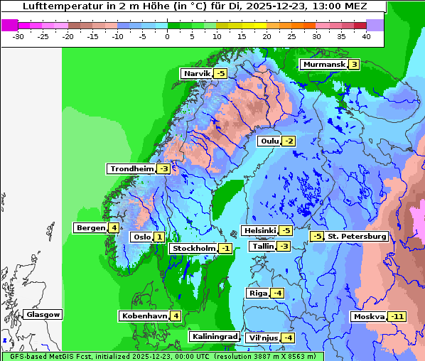 Temperatur, 23. 12. 2025