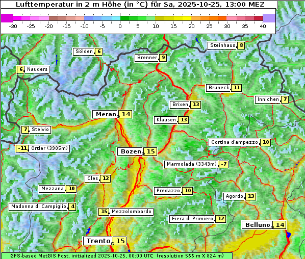 Temperatur, 25. 10. 2025