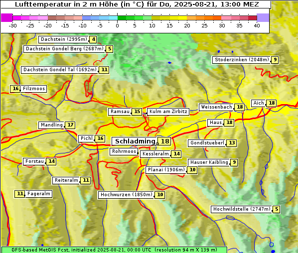 Temperatur, 21. 8. 2025