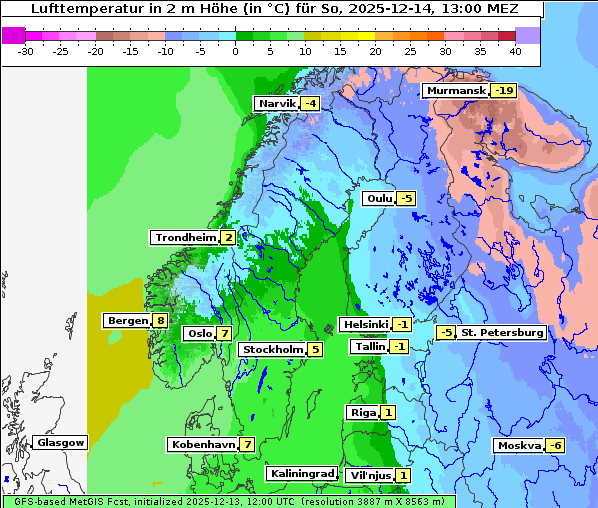 Temperatur, 14. 12. 2025