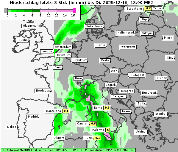 Niederschlag, 16. 12. 2025