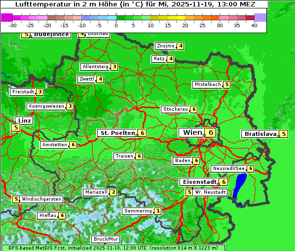 Temperatur, 19. 11. 2025
