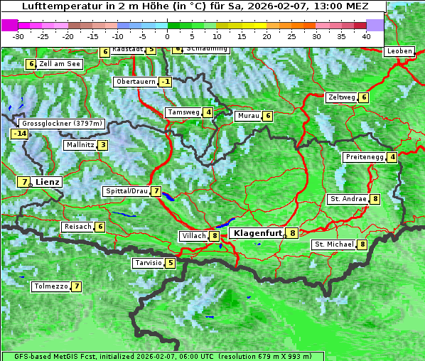 Temperatur, 7. 2. 2026