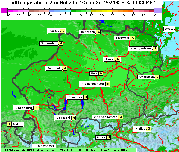 Temperatur, 18. 1. 2026