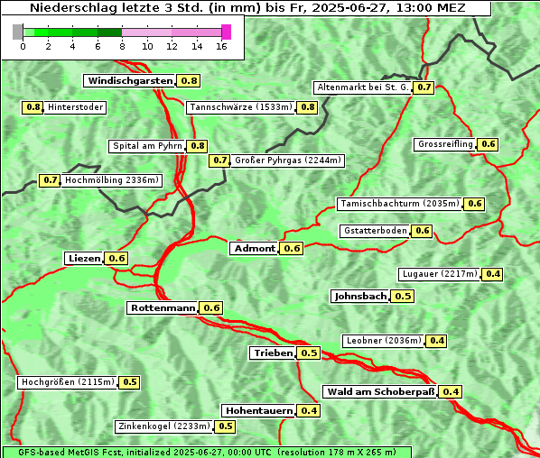 Niederschlag, 27. 6. 2025