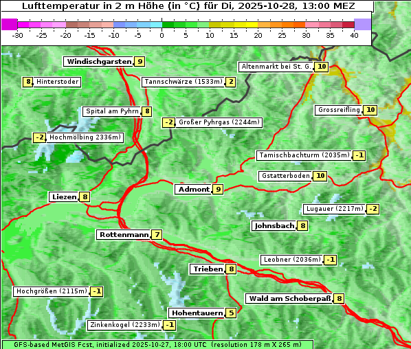 Temperatur, 28. 10. 2025