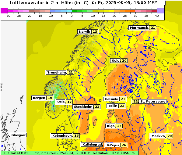 Temperatur, 5. 9. 2025