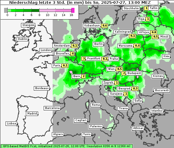 Niederschlag, 27. 7. 2025