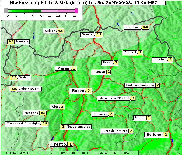 Niederschlag, 8. 6. 2025