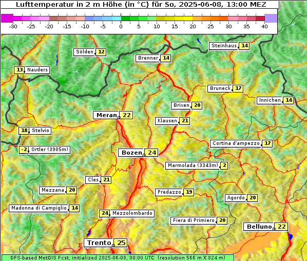 Temperatur, 8. 6. 2025