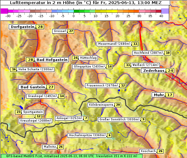 Temperatur, 13. 6. 2025