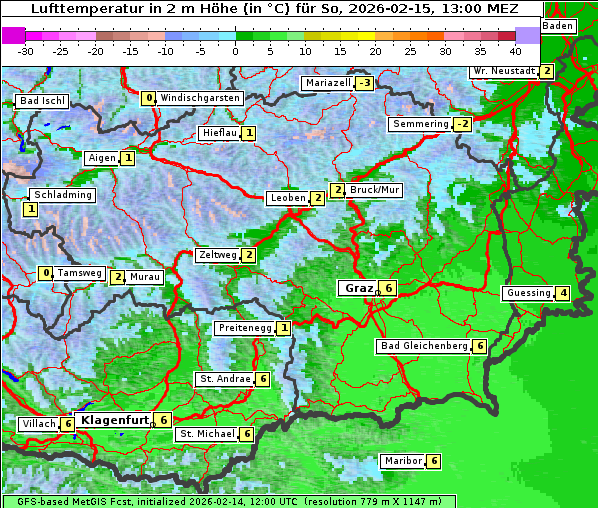 Temperatur, 15. 2. 2026