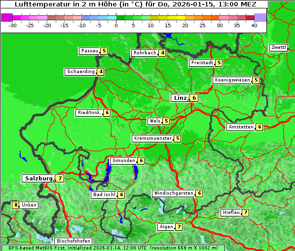 Temperatur, 15. 1. 2026