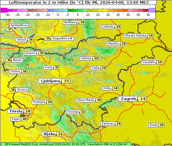 Temperatur, 8. 4. 2026
