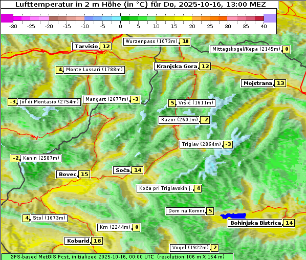 Temperatur, 16. 10. 2025