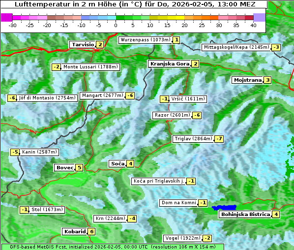 Temperatur, 5. 2. 2026