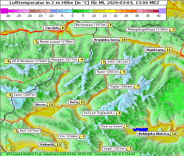 Temperatur, 4. 3. 2026