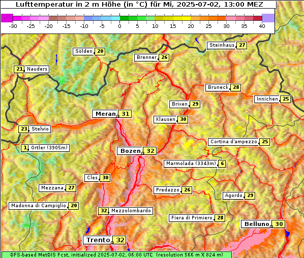 Temperatur, 2. 7. 2025