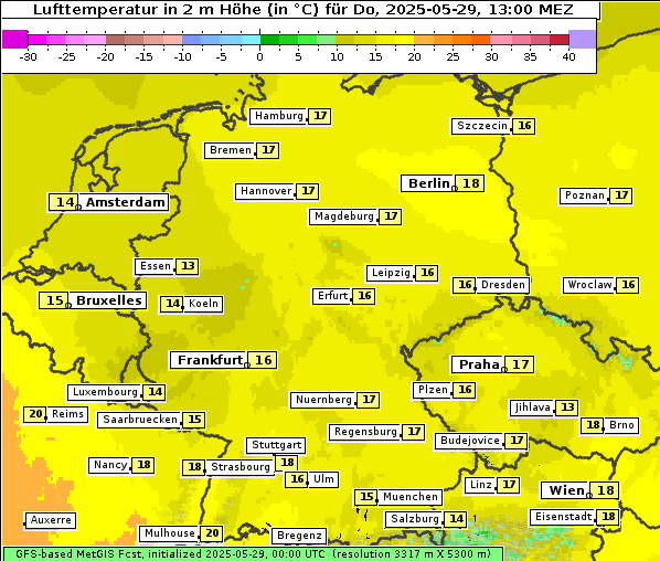 Temperatur, 29. 5. 2025