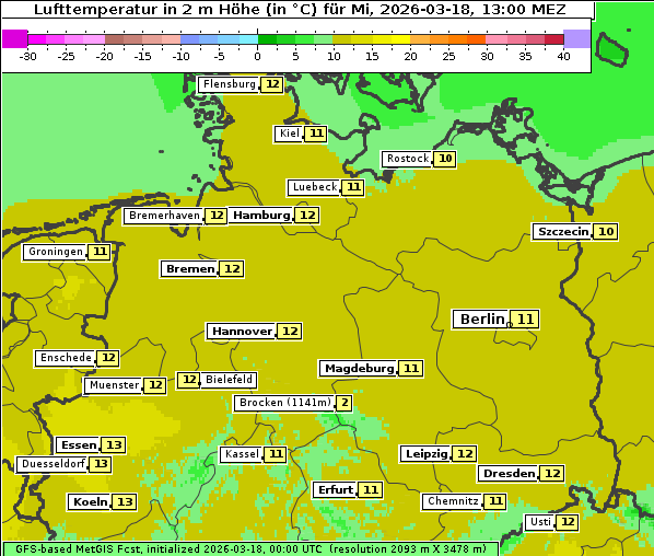 Temperatur, 18. 3. 2026