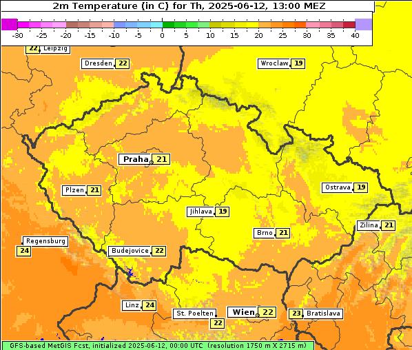 Temperatur, 12. 6. 2025