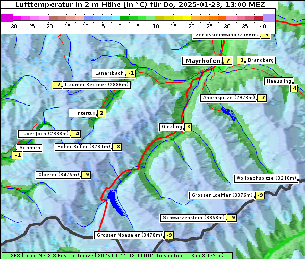 Temperatur, 23. 1. 2025