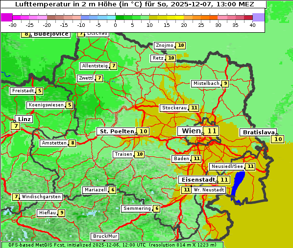 Temperatur, 7. 12. 2025