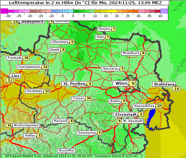 Temperatur, 25. 11. 2024