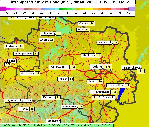Temperatur, 5. 11. 2025