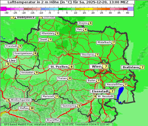 Temperatur, 20. 12. 2025