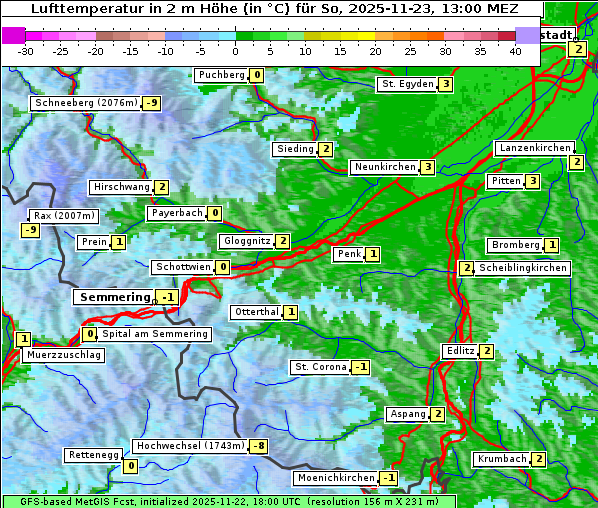 Temperatur, 23. 11. 2025