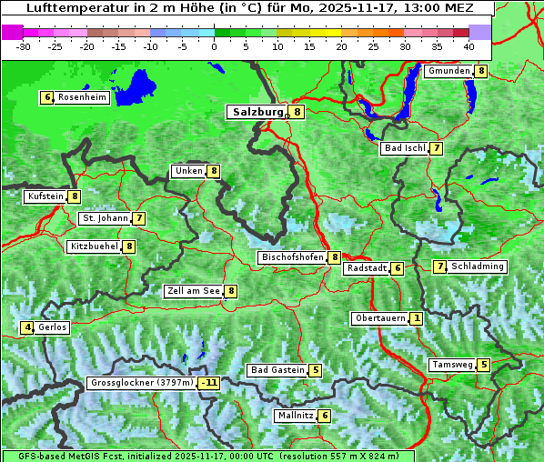 Temperatur, 17. 11. 2025
