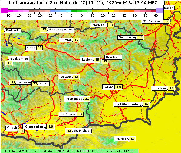 Temperatur, 13. 4. 2026