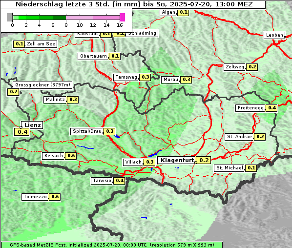 Niederschlag, 20. 7. 2025
