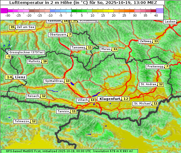 Temperatur, 19. 10. 2025