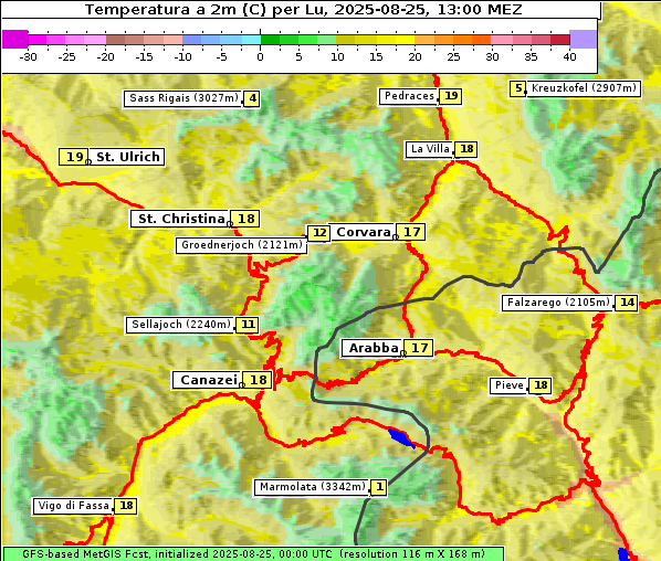 Temperatur, 25. 8. 2025