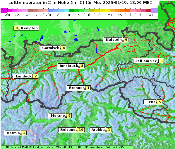 Temperatur, 19. 1. 2026
