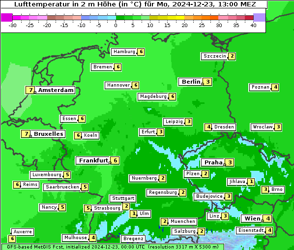 Temperatur, 23. 12. 2024