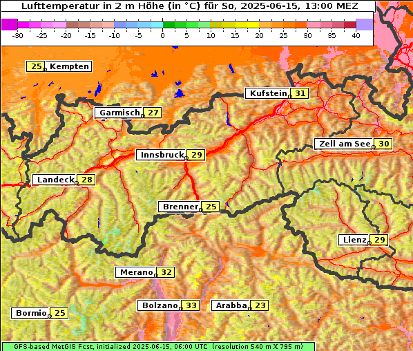 Temperatur, 15. 6. 2025